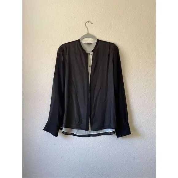 Vince two layered 100% silk button up blouse size 6 - Picture 1 of 6